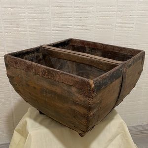 Antique Chinese Rice Measure Wooden Basket